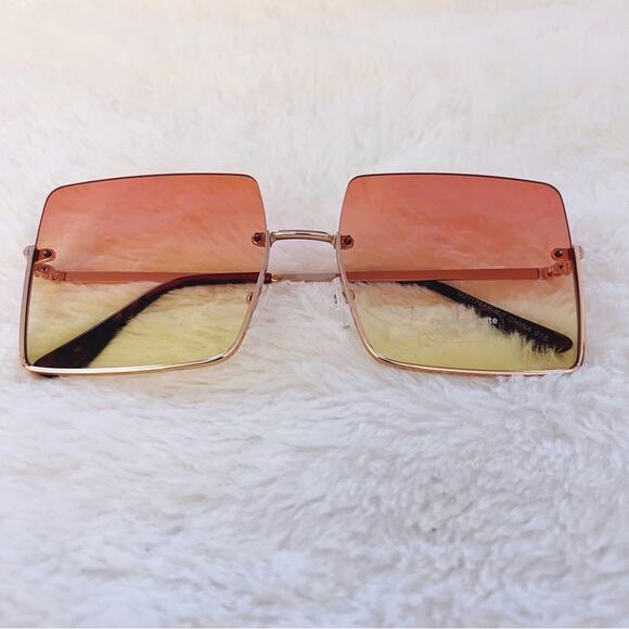 Stylens Accessories - Blair Orange Yellow Rectangle Half Rim Sunglasses